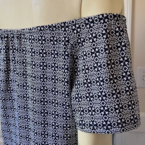 JUDE Connally Blue & White Print Off The Shoulder Mini Shift Dress S - Picture 6 of 13